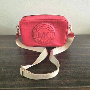 MICHAEL Michael Kors logo leather crossbody with adjustable canvas strap, Red